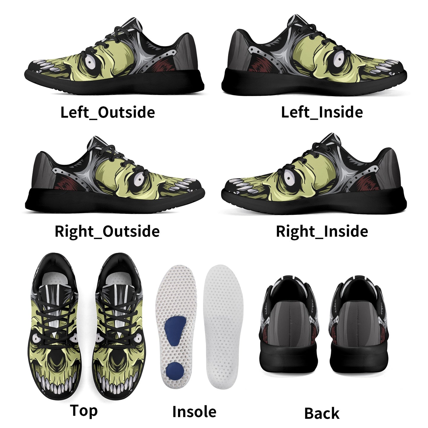 Exclusive Skull Design Adult Soft EVA & Jersey Fleece Fabric for Flat Tennis Shoes Athletic Shoes