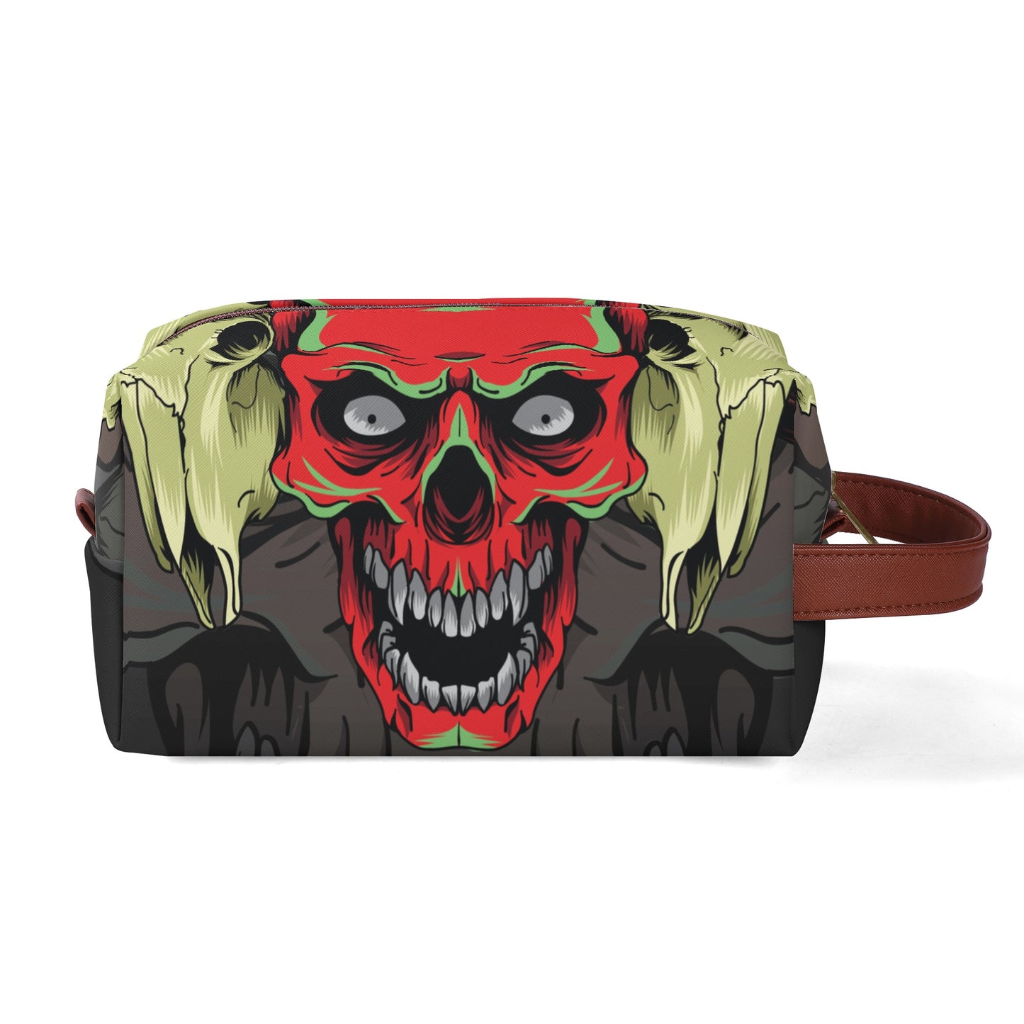 Skull Design Travel PU Leather Toiletry Bag Makeup Cosmetics Organizer