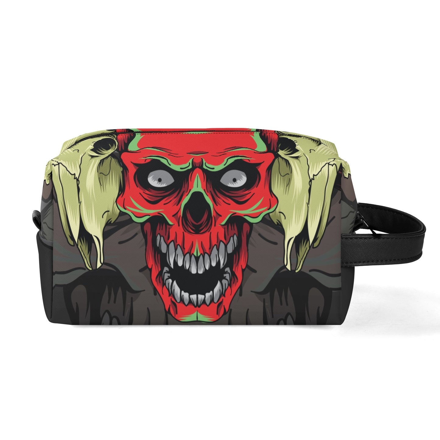 Skull Design Travel PU Leather Toiletry Bag Makeup Cosmetics Organizer