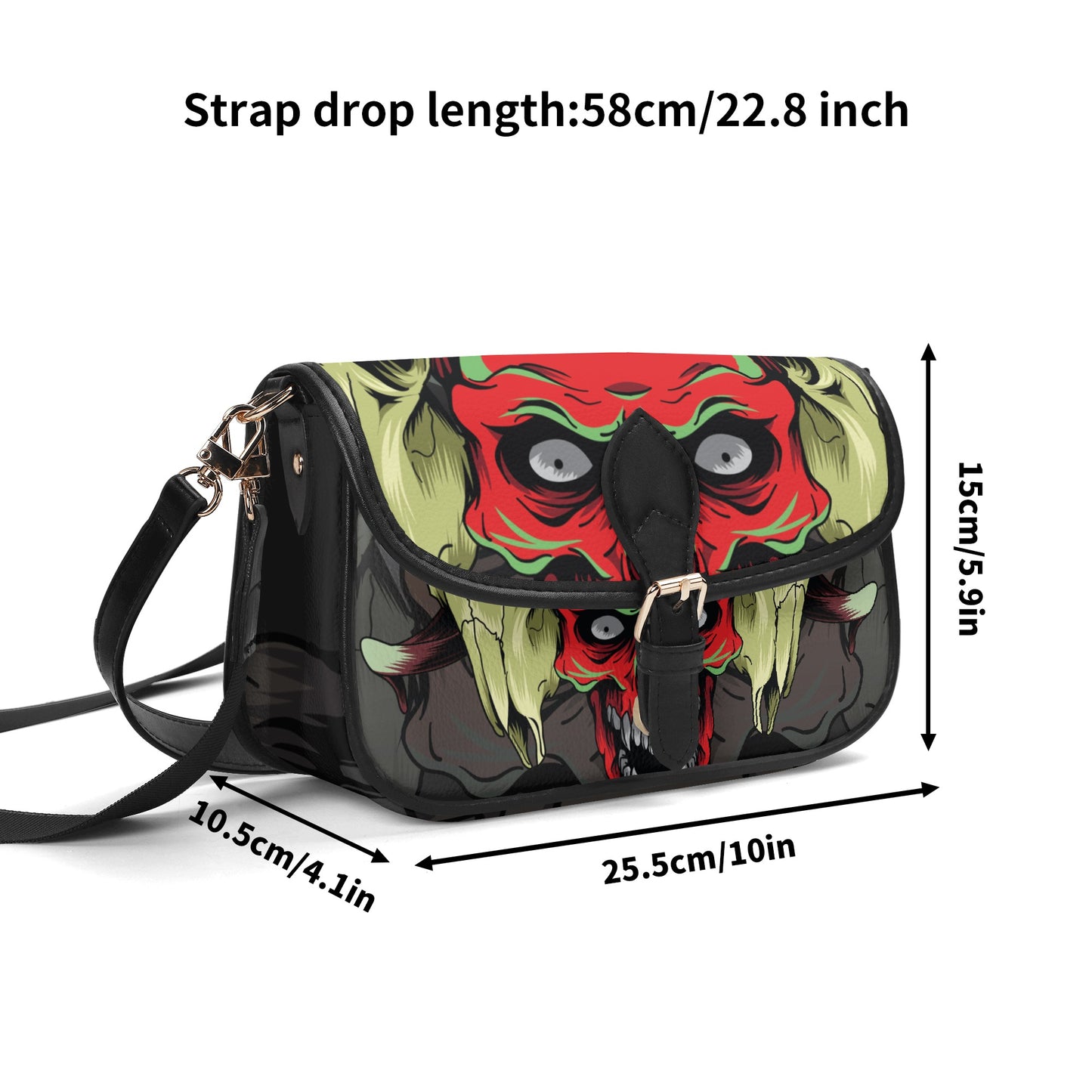 Skull Design Womens PU Chain Crossbody Bag Square bag