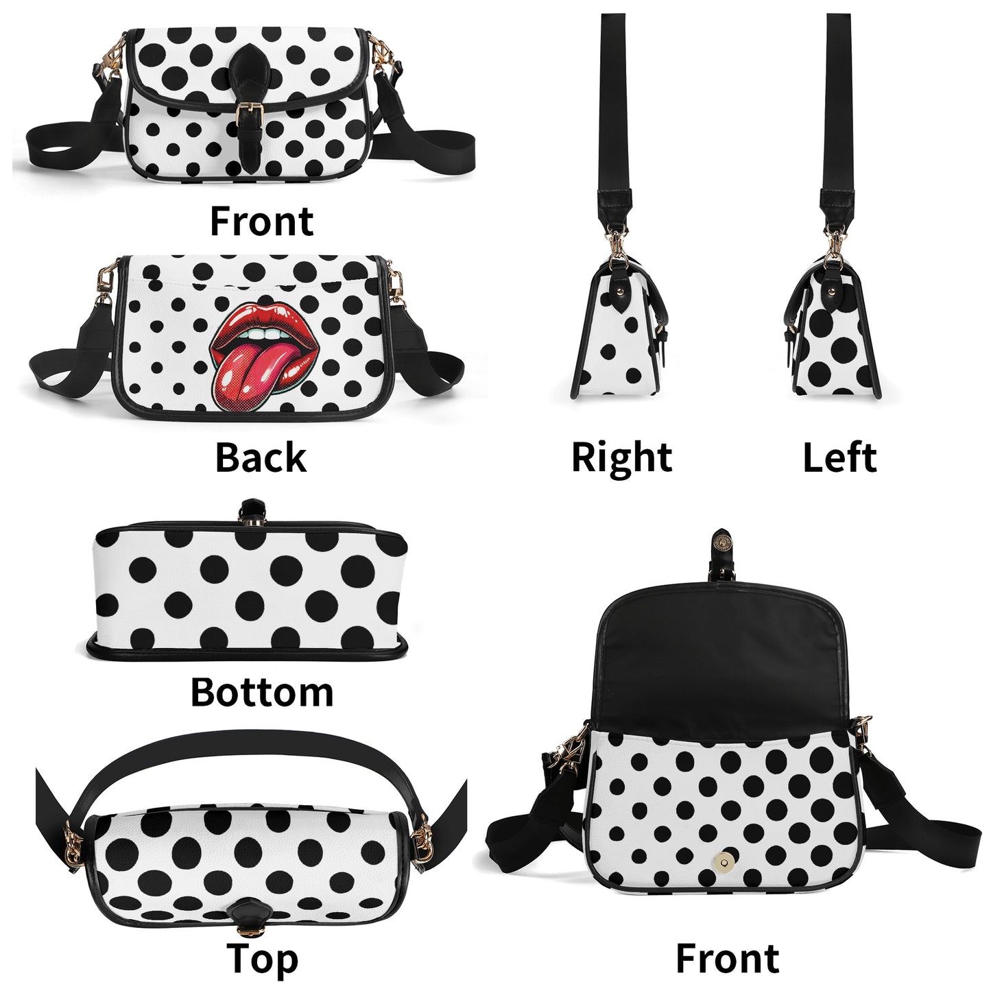 Sexy Lips Design Womens PU Chain Crossbody Bag Square bag