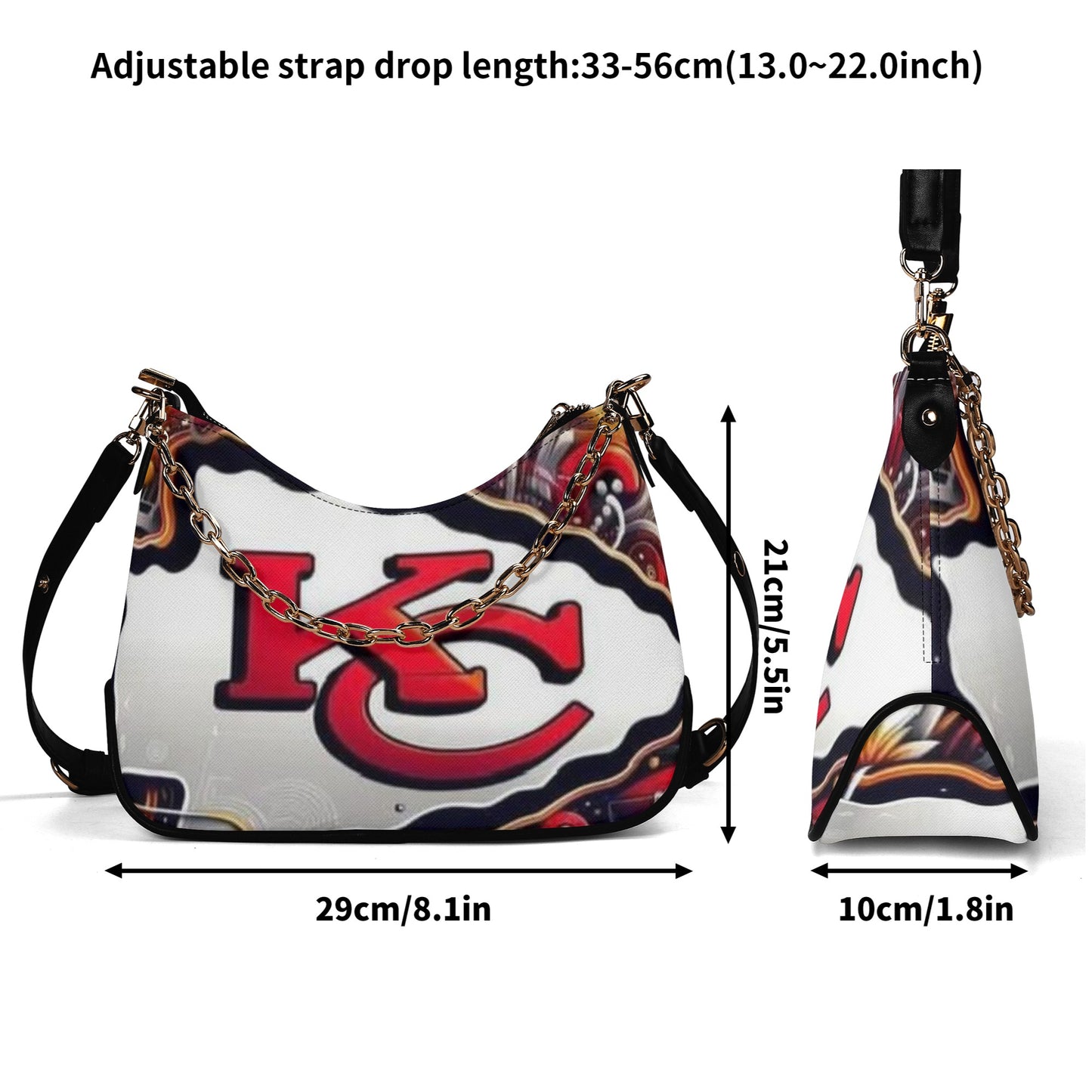 Exclusive Kansas City Chiefs Lady Twill Faux Leather Chain Shoulder Bag