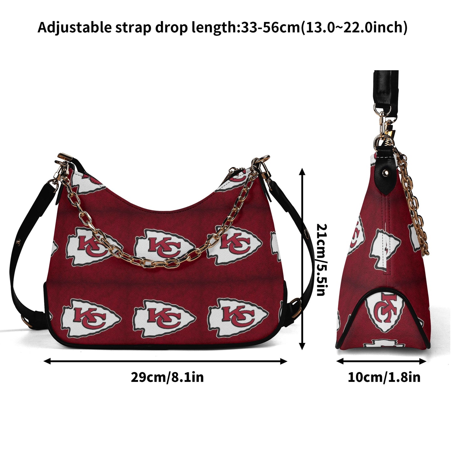 Exclusive Kansas City Chiefs Lady Twill Faux Leather Chain Shoulder Bag