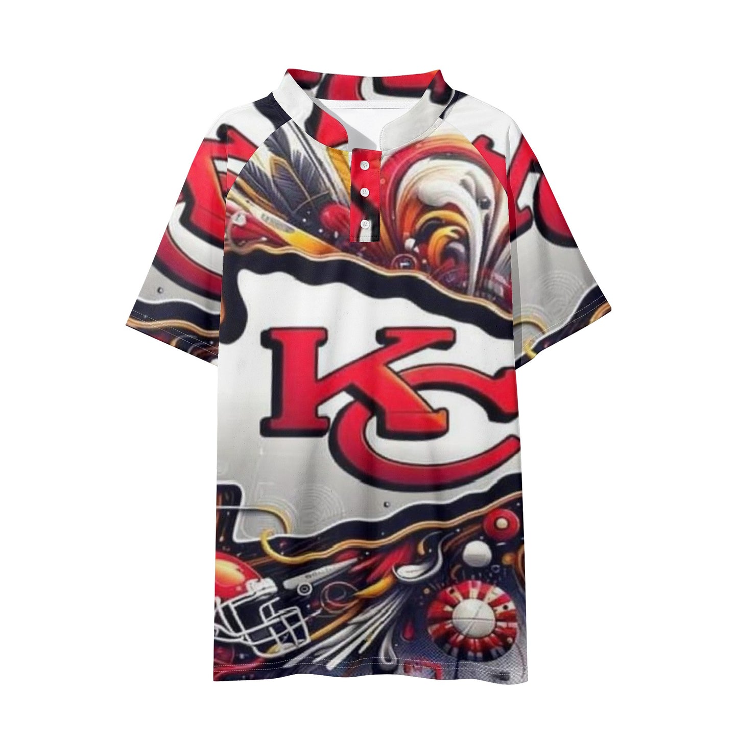 Exclusive Kansas City Chiefs Mens Button Up Short Sleeve Golf Tennis T-Shirts Casual Business Polo Shirts