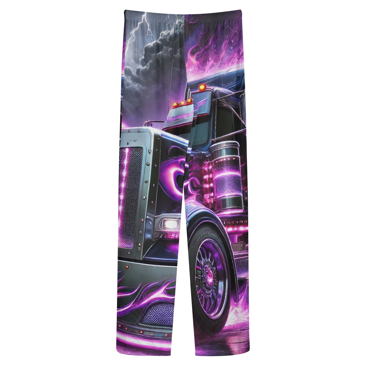 Purple Flames Semi Truck Womens See Through Cover up Straight Leg Pants Swimsuit Bikini Bottom