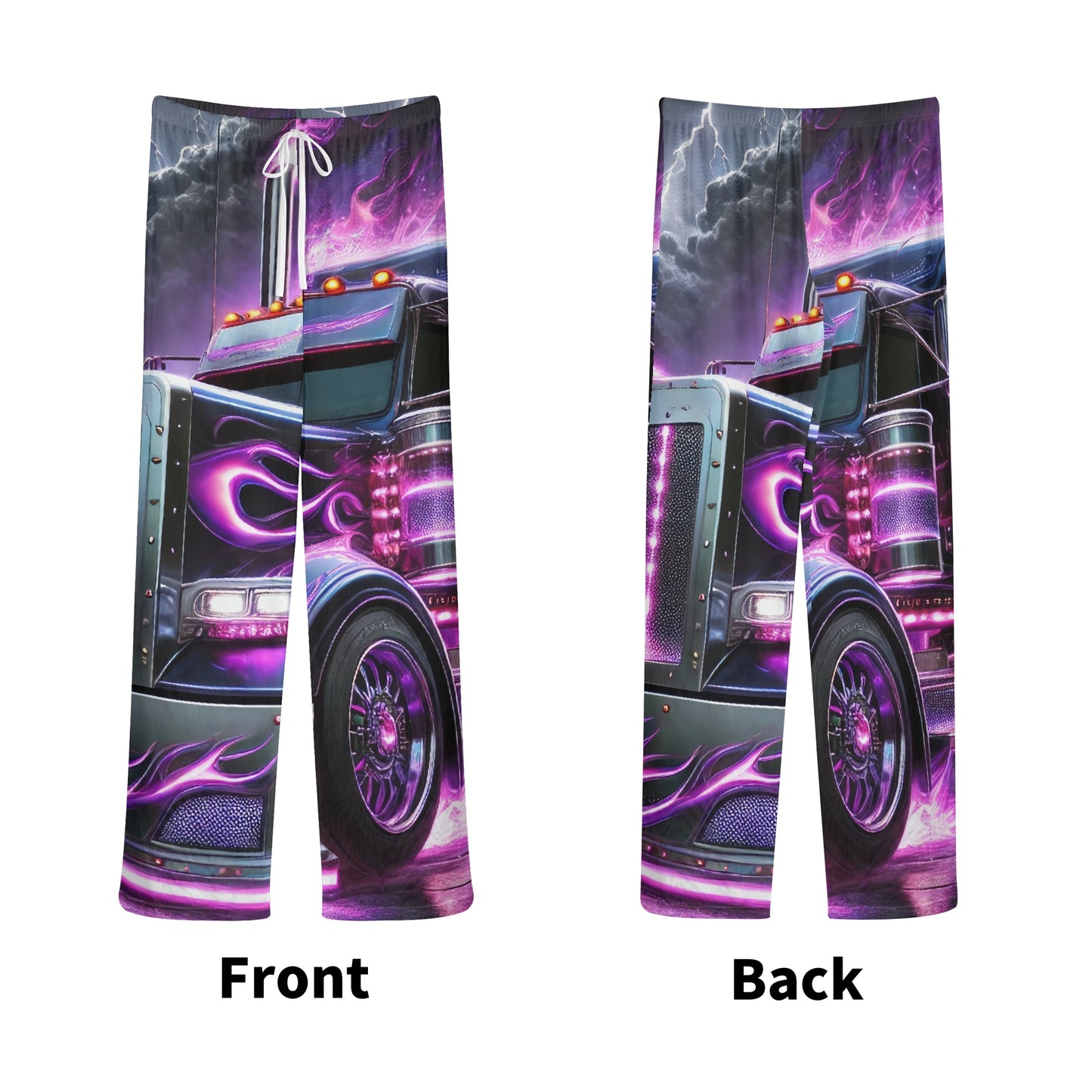 Purple Flames Semi Truck Womens See Through Cover up Straight Leg Pants Swimsuit Bikini Bottom