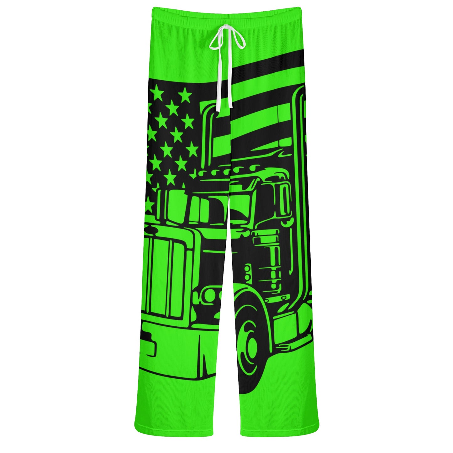 Florescent Green USA Semi Truck Womens See Through Cover up Straight Leg Pants Swimsuit Bikini Bottom