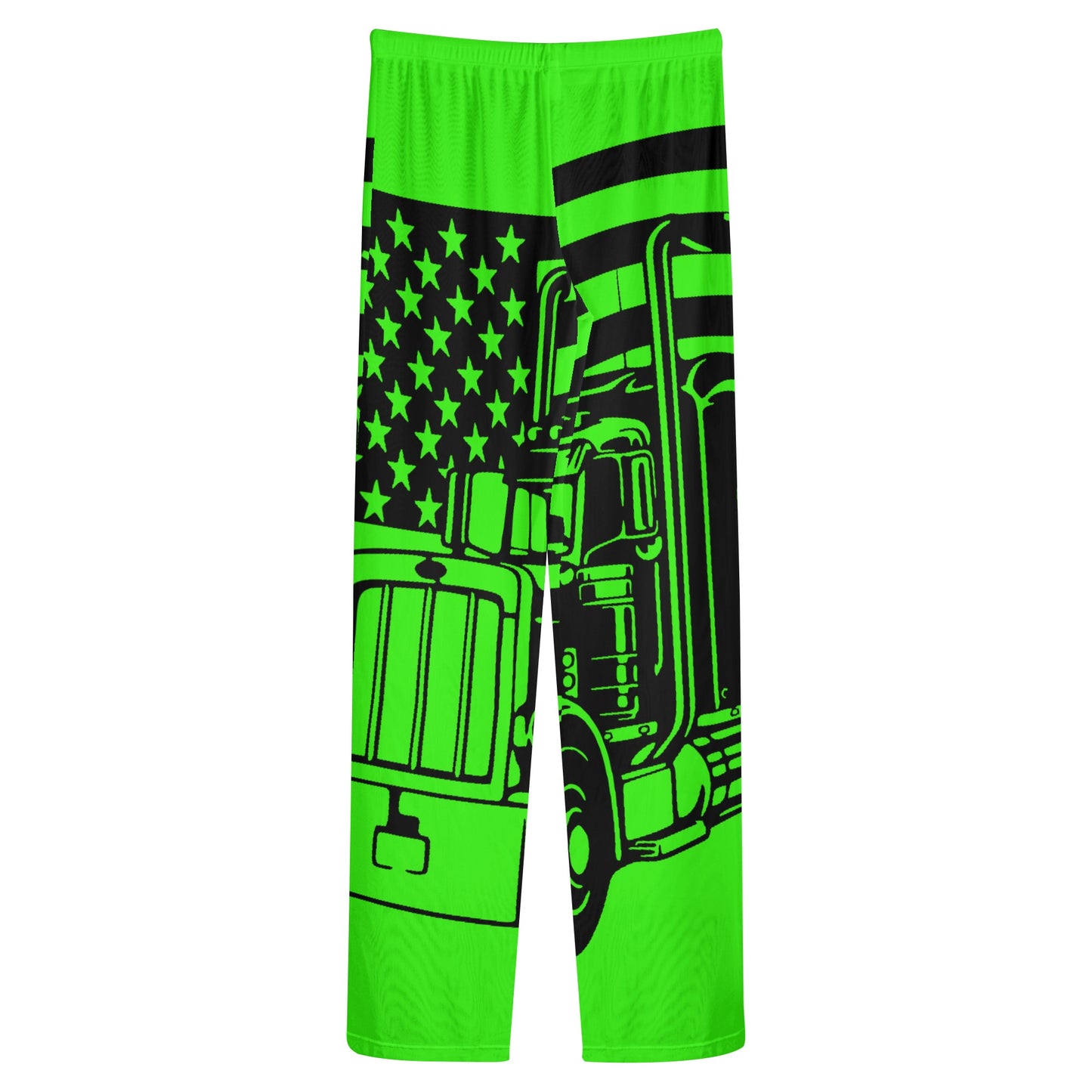 Florescent Green USA Semi Truck Womens See Through Cover up Straight Leg Pants Swimsuit Bikini Bottom