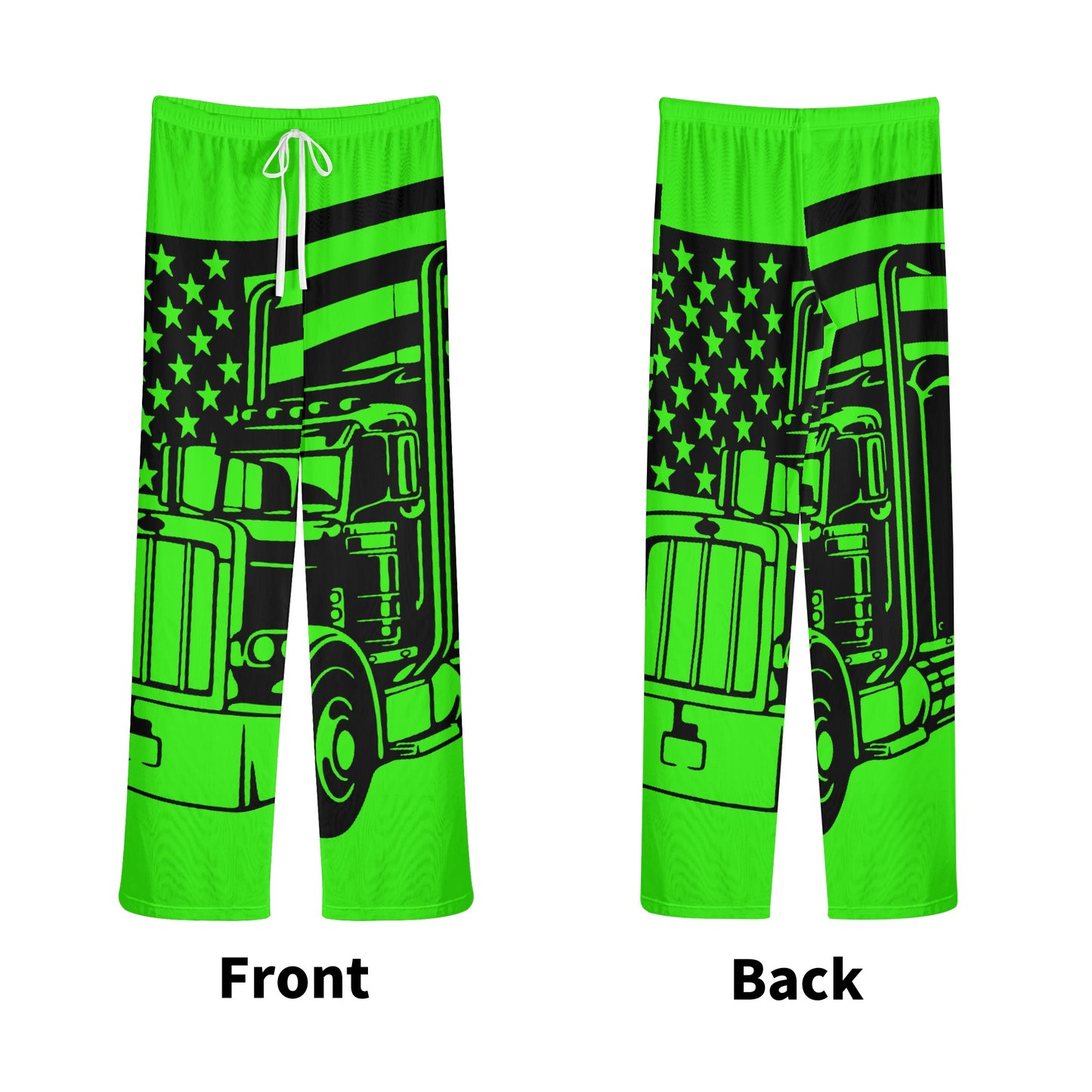 Florescent Green USA Semi Truck Womens See Through Cover up Straight Leg Pants Swimsuit Bikini Bottom