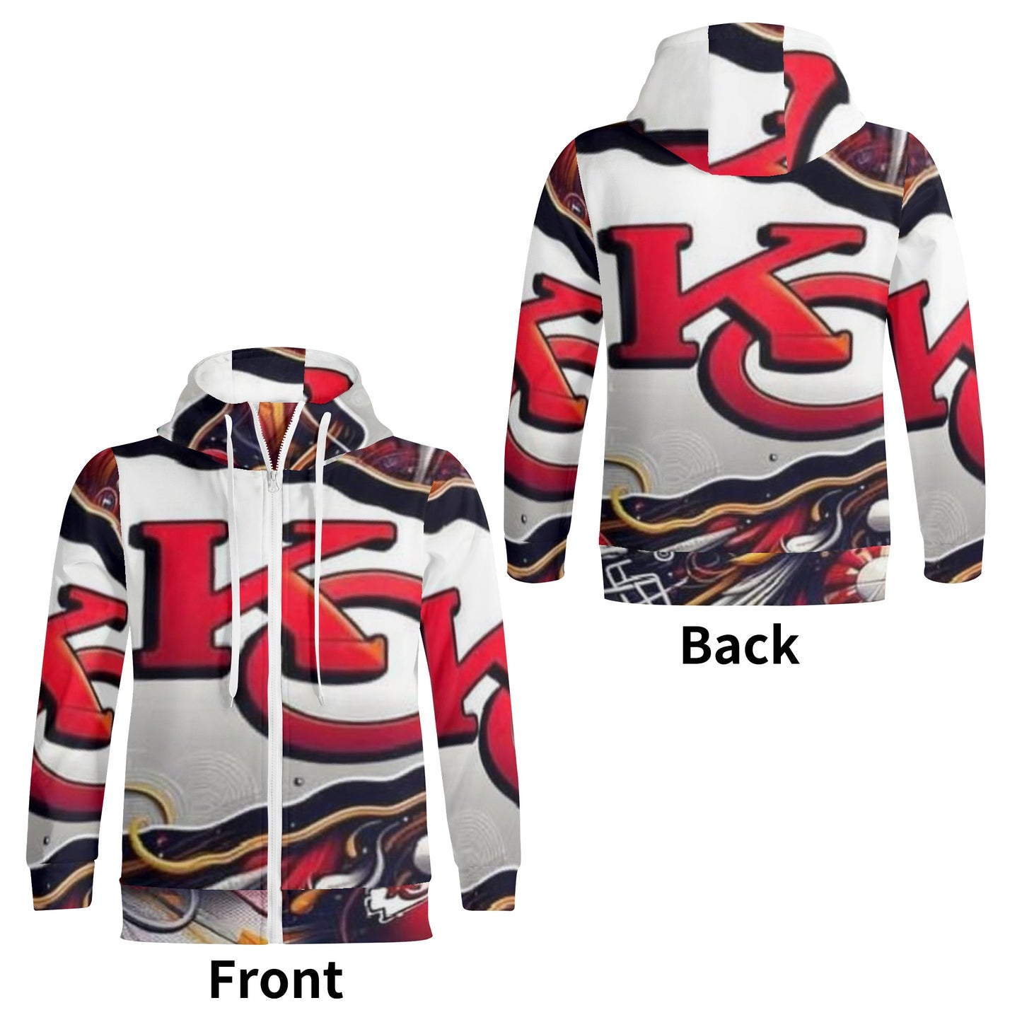 Kansas City Chiefs Adult Full Zip Turtleneck Hoodie Streetwear