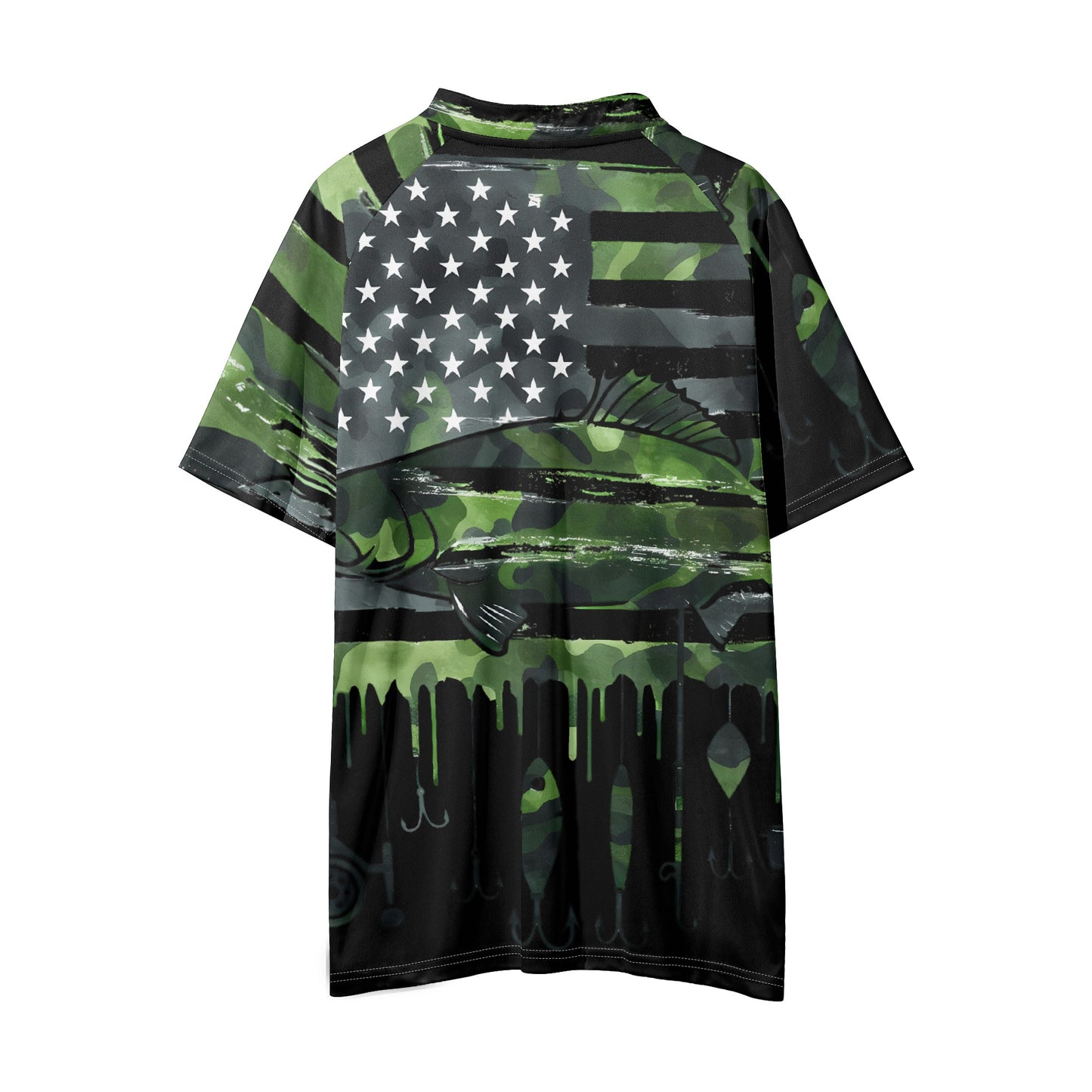 USA Camo Fishing Mens Button Up Short Sleeve Golf Tennis T-Shirts Casual Business Polo Shirts