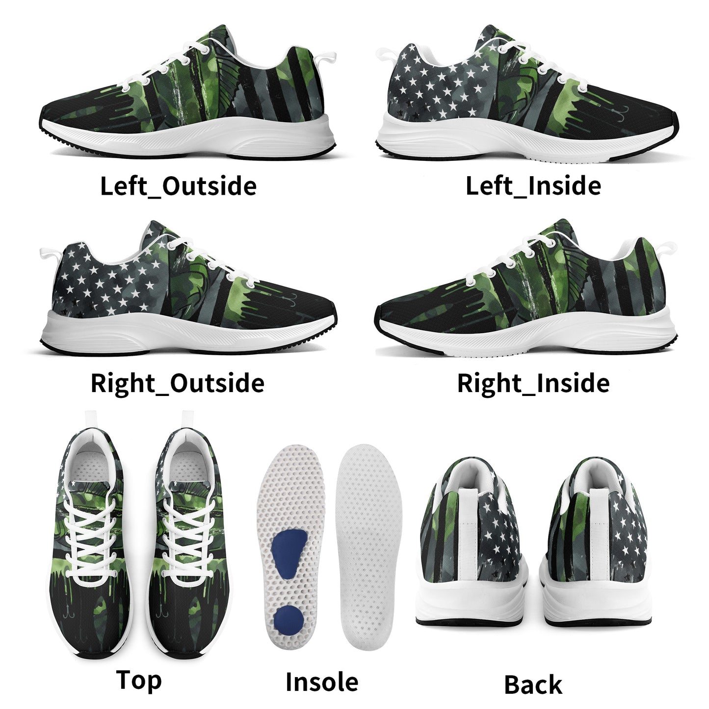 USA Camo Fishing Adult Lightweight Brand Walking Shoes Running Shoes With Personalized Logo /Name