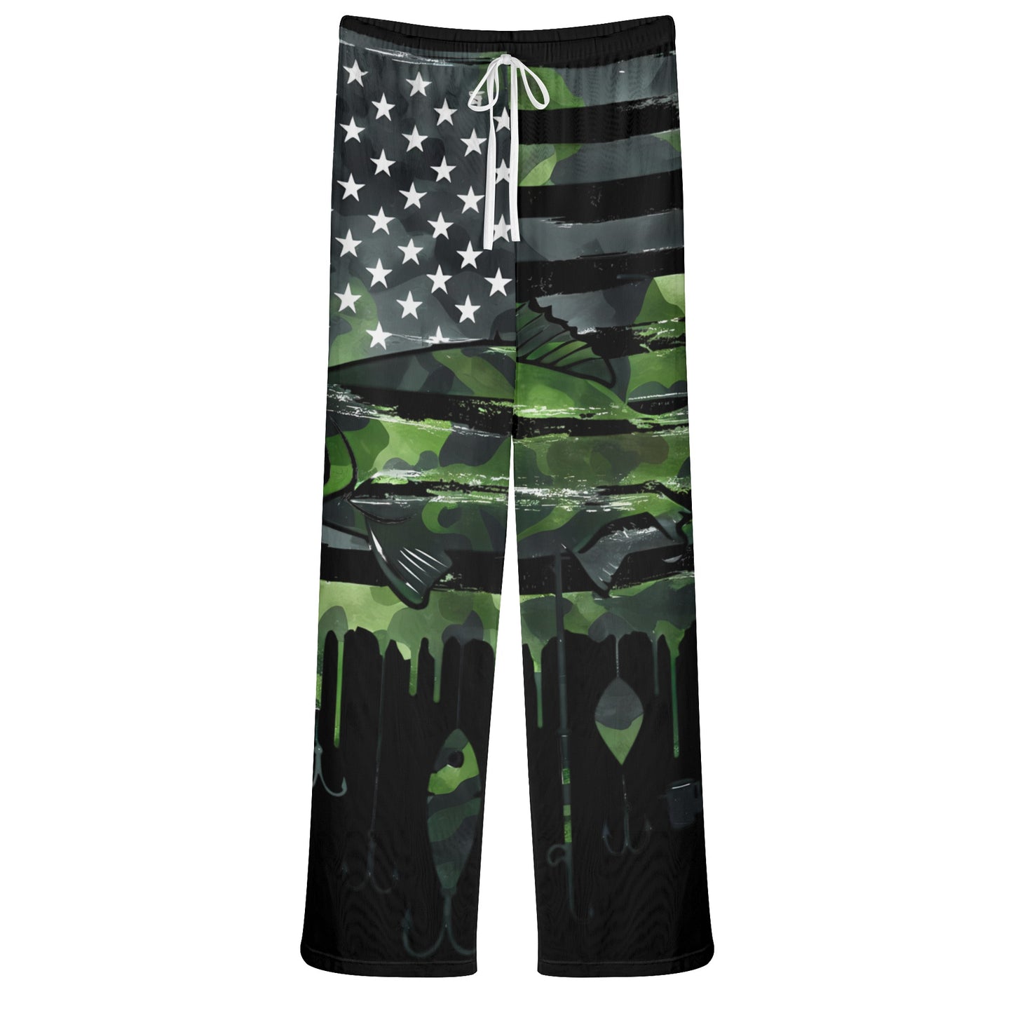 USA Camo Fishing Womens See Through Cover up Straight Leg Pants Swimsuit Bikini Bottom