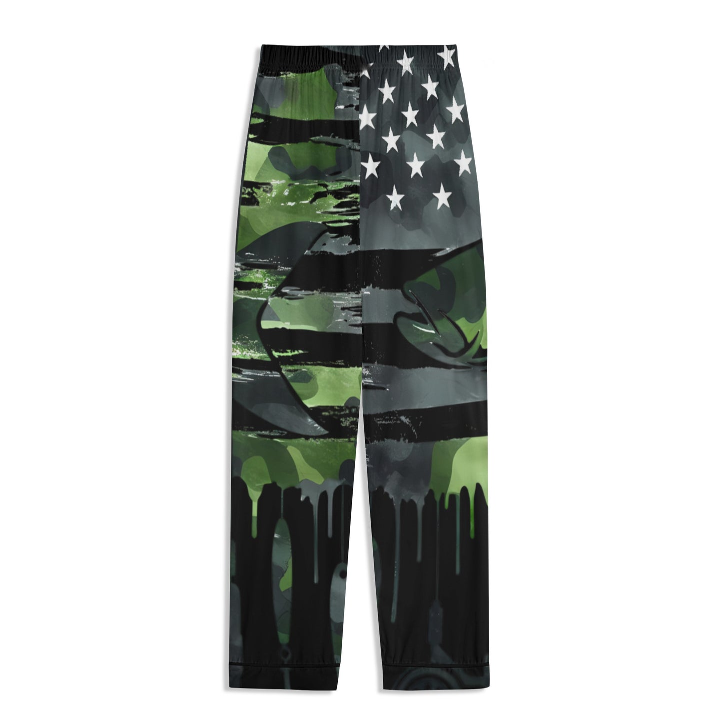 USA Camo Fishing Unisex Long Sleeve Adult Nightwear Pajama Set