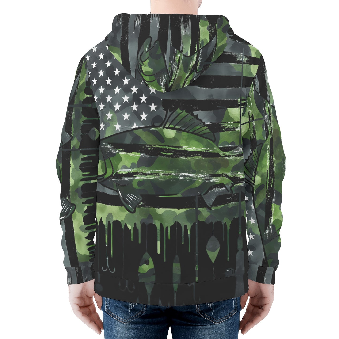 USA Camo Fishing Classic Zip Up Hoodie Warm Jacket