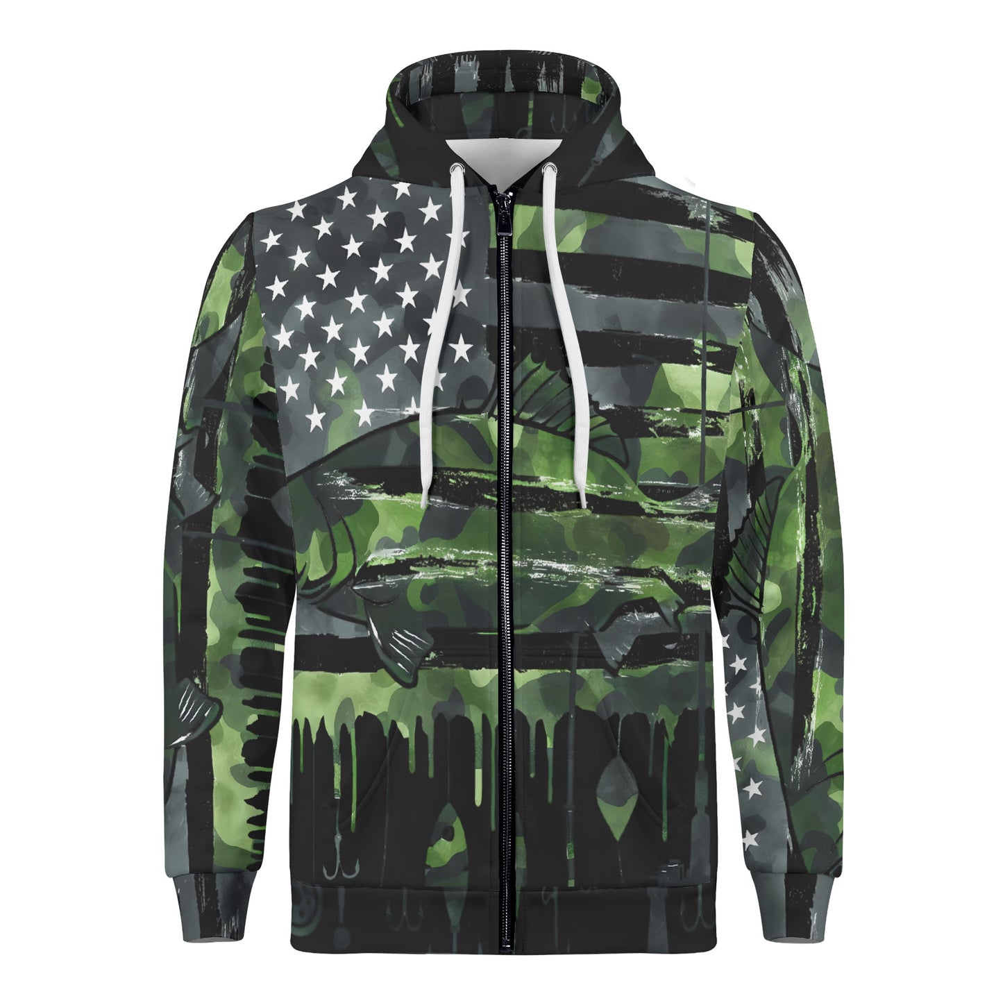 USA Camo Fishing Classic Zip Up Hoodie Warm Jacket