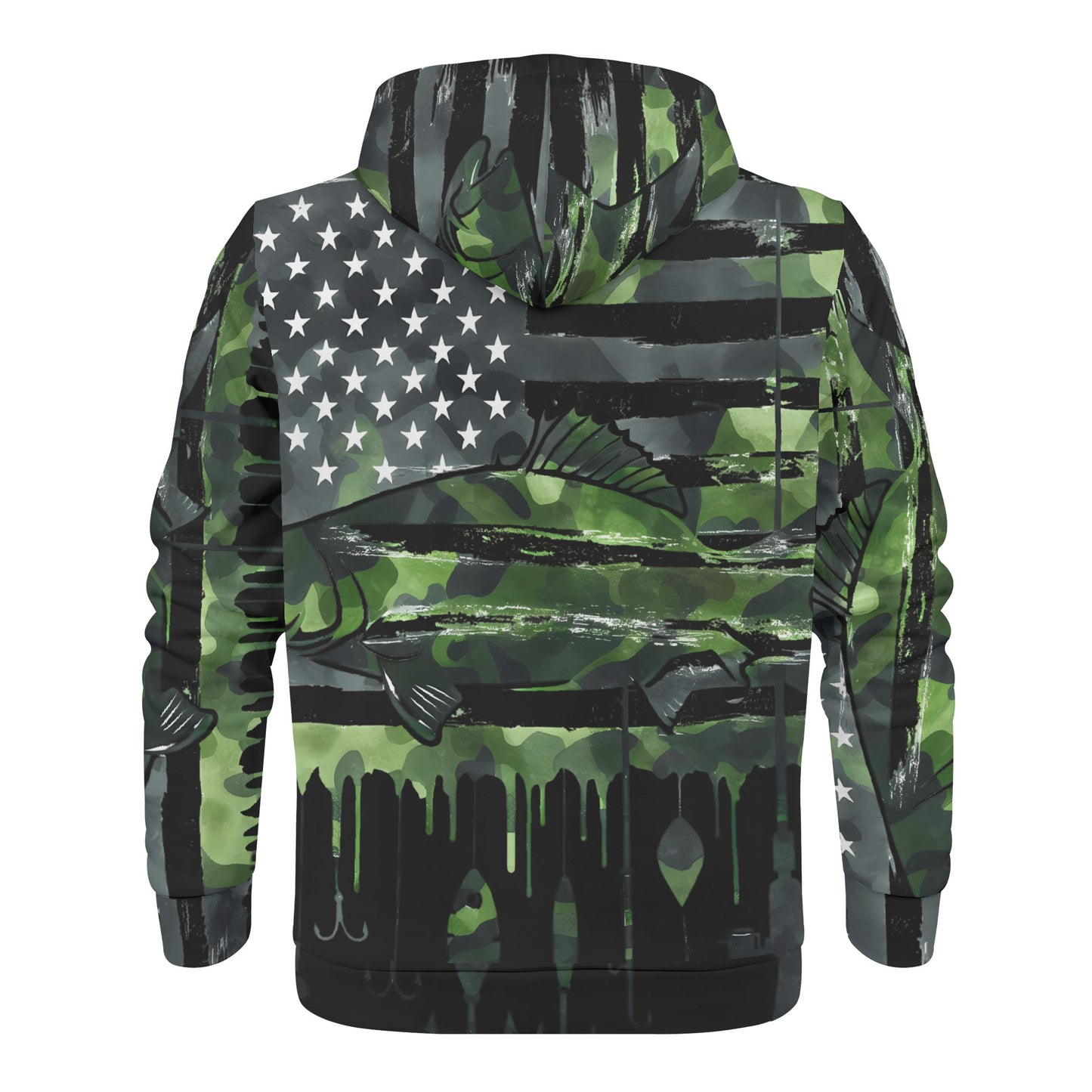 USA Camo Fishing Classic Zip Up Hoodie Warm Jacket