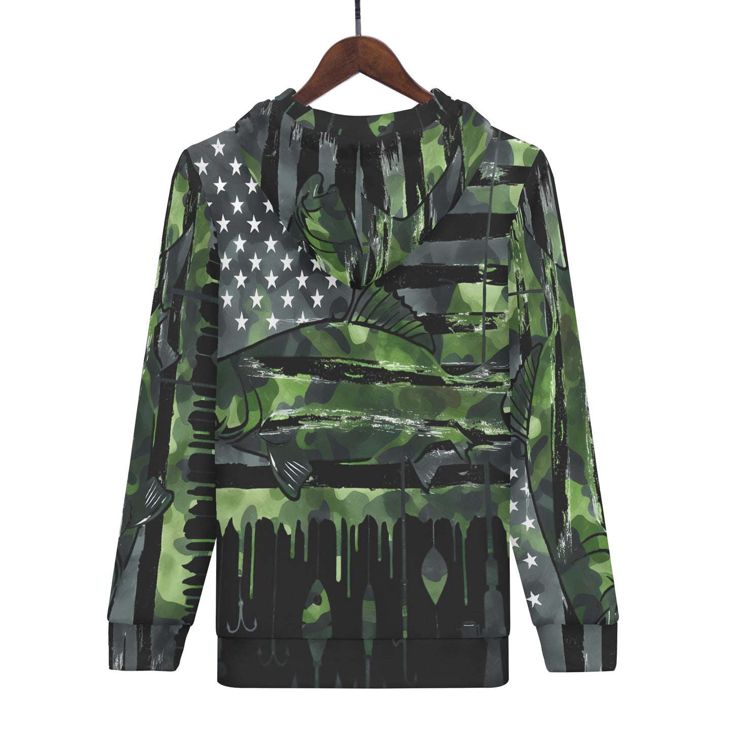 USA Camo Fishing Classic Zip Up Hoodie Warm Jacket