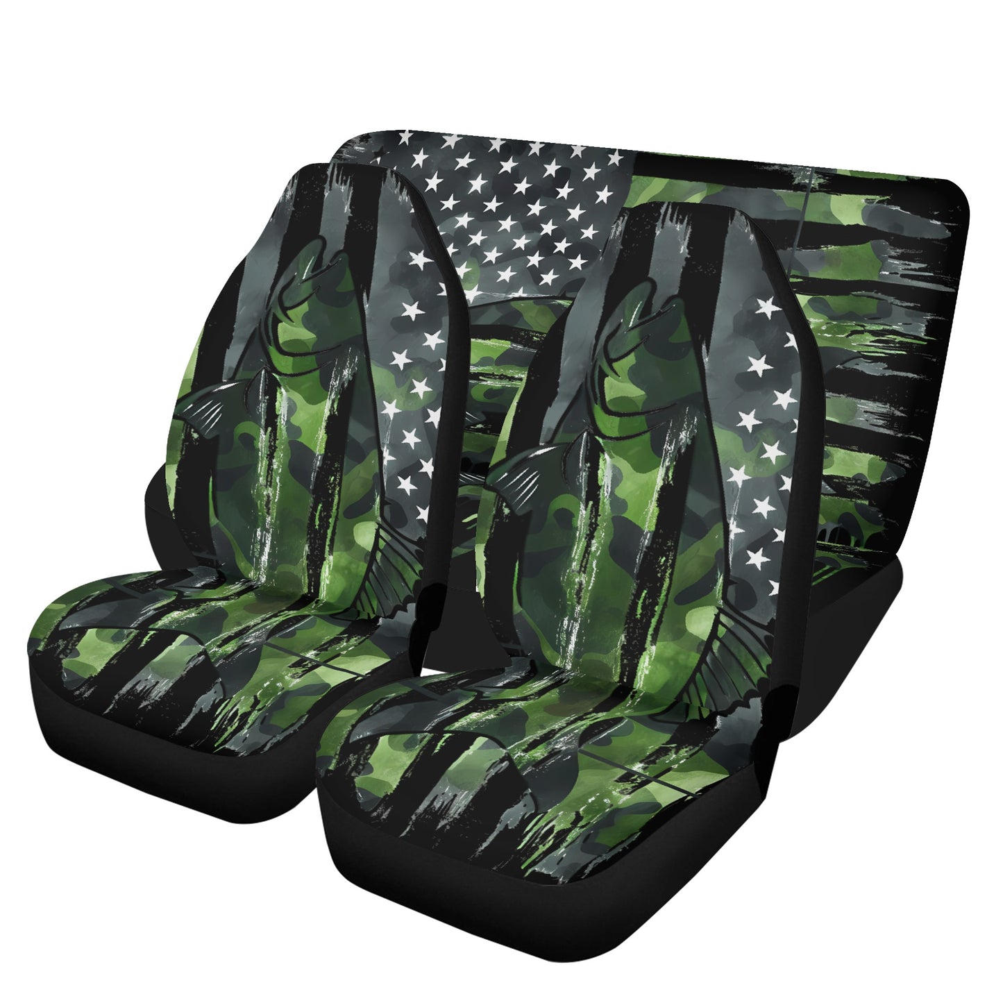 USA Camo Fishing Lightweight Car Seat Cover Set (set of 4)