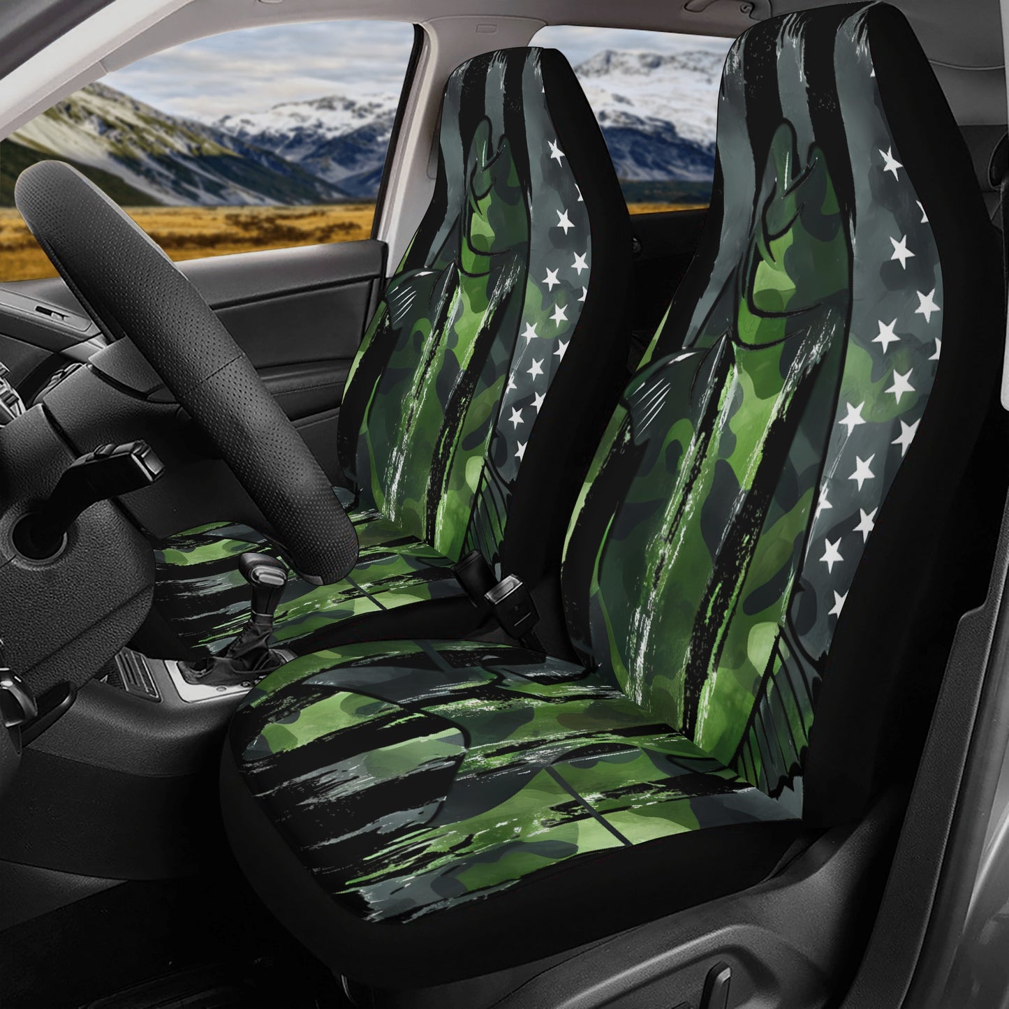 USA Camo Fishing Lightweight Car Seat Cover Set (set of 4)