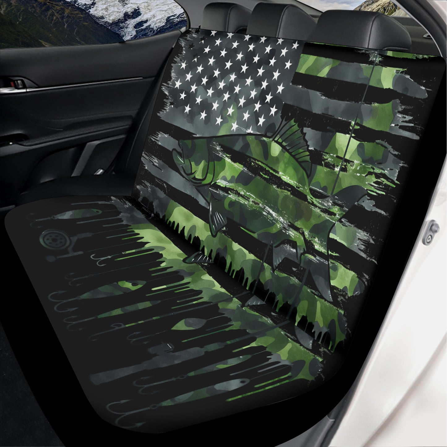 USA Camo Fishing Lightweight Car Seat Cover Set (set of 4)