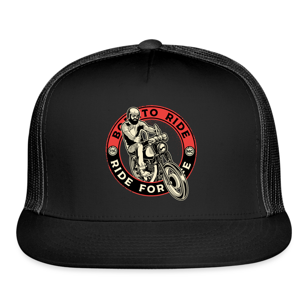 Motorcycle Trucker Hats #5 - black/black