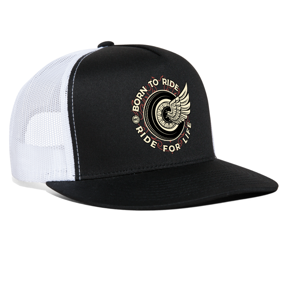 Motorcycle Trucker Hat #4 - black/white