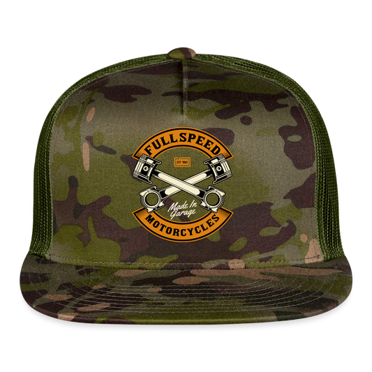 Motorcycle Trucker Hat #7 - MultiCam\green