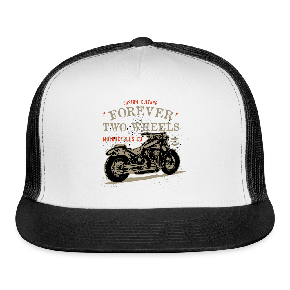 Motorcycle Trucker Hat #13 - white/black