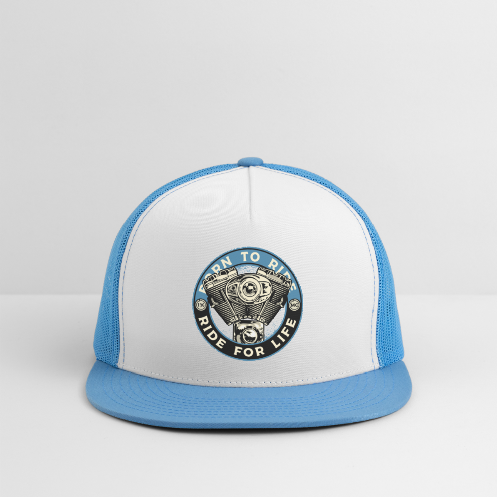 MotorcycleTrucker Hat #3 - white/blue