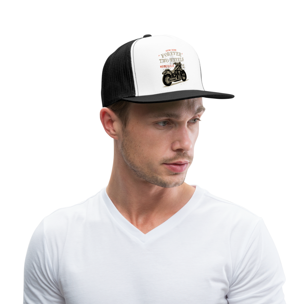 Motorcycle Trucker Hat #13 - white/black