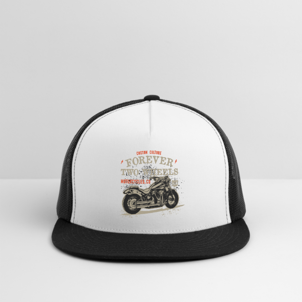 Motorcycle Trucker Hat #13 - white/black