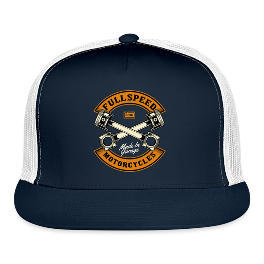 Motorcycle Trucker Hat #7 - navy/white