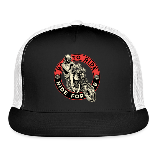 Motorcycle Trucker Hats #5 - black/white