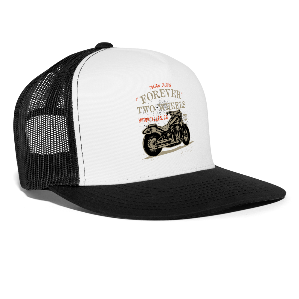 Motorcycle Trucker Hat #13 - white/black