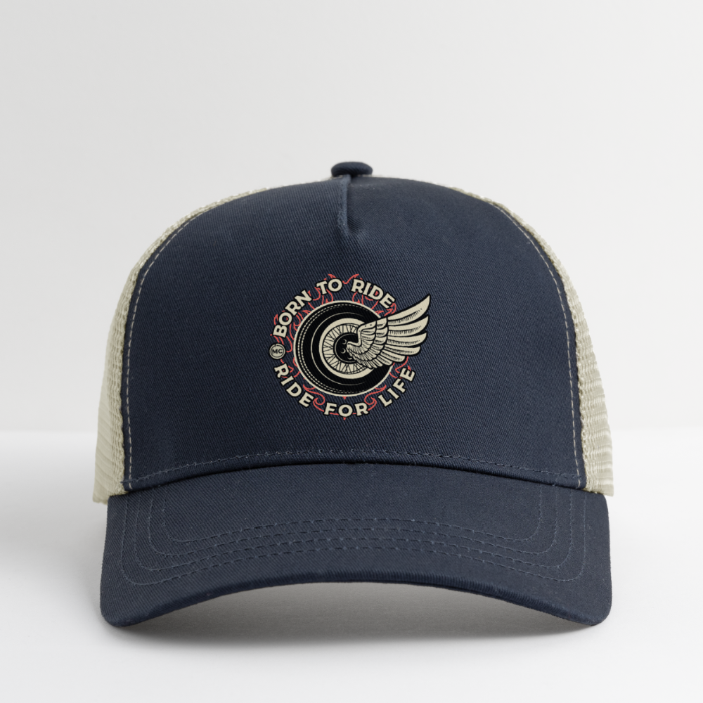 Motorcycle Trucker Hat #4 Eco Trucker Cap - pacific/oyster