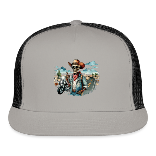 Motorcycle Trucker Hat #12 - gray/black