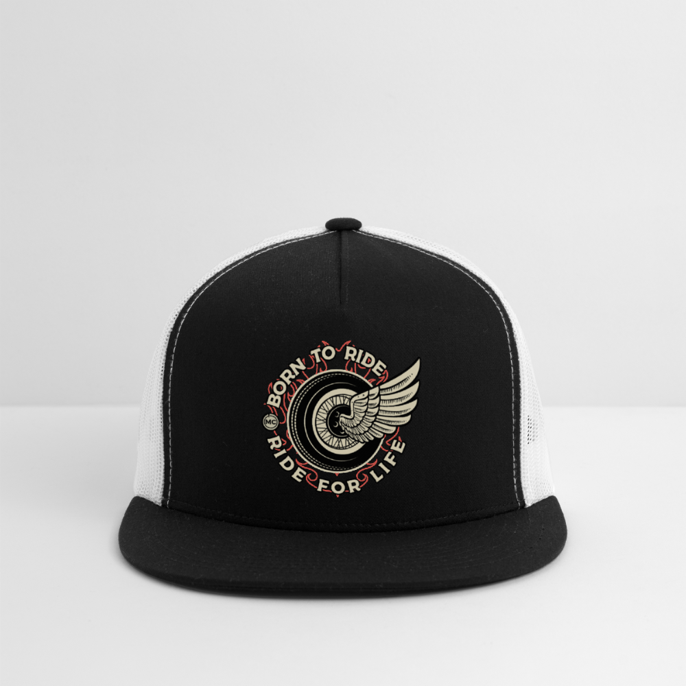 Motorcycle Trucker Hat #4 - black/white