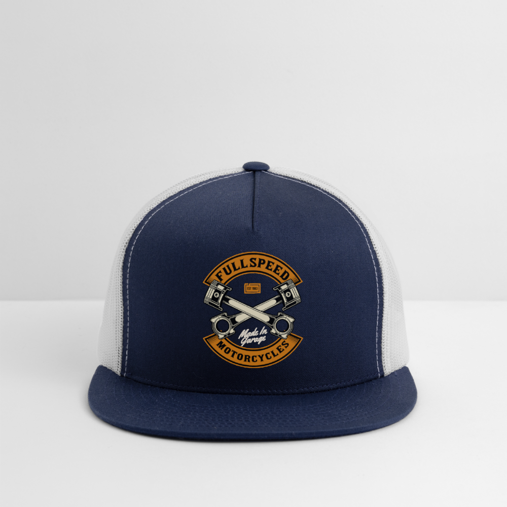 Motorcycle Trucker Hat #7 - navy/white