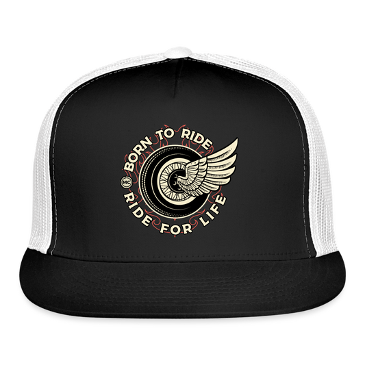 Motorcycle Trucker Hat #4 - black/white