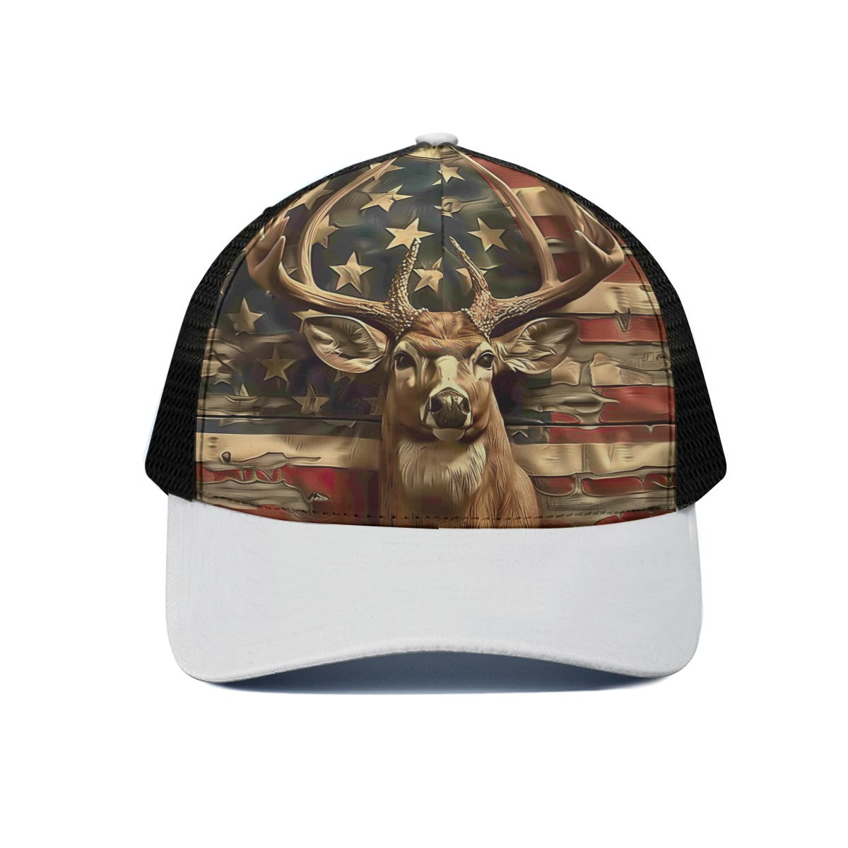 American Deer Unisex Trucker Hat With Black Half-mesh